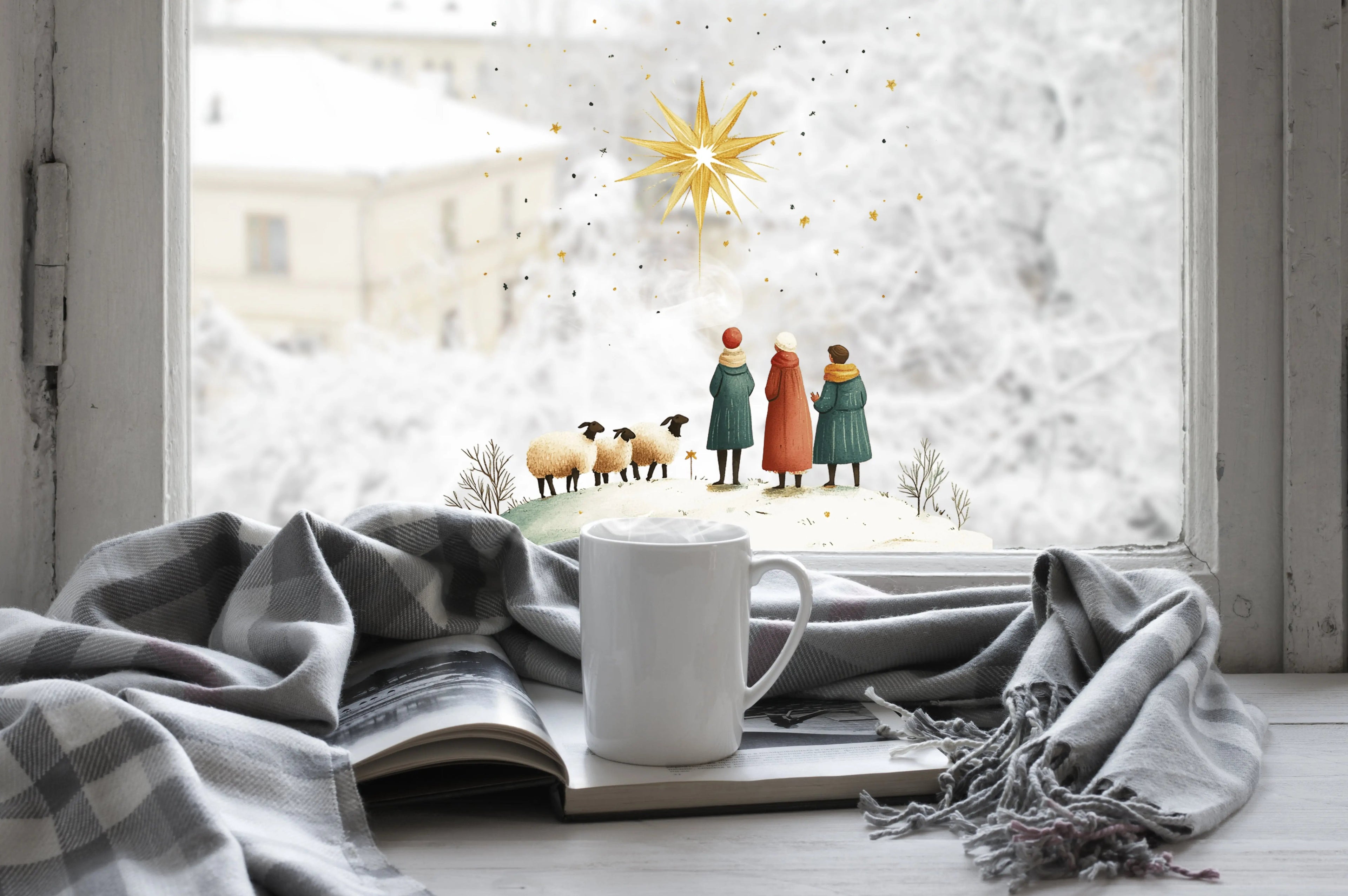 Three Kings Nativity Window Cling: Reusable Christmas Window Sticker Creative Windows