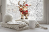 Santa Clause and Cute Reindeer Christmas Window Sticker