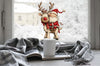 Santa Clause and Cute Reindeer Christmas Window Sticker