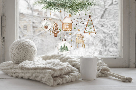 Cosy Winter Christmas Window Sticker – Scandinavian Ornament Design Creative Windows