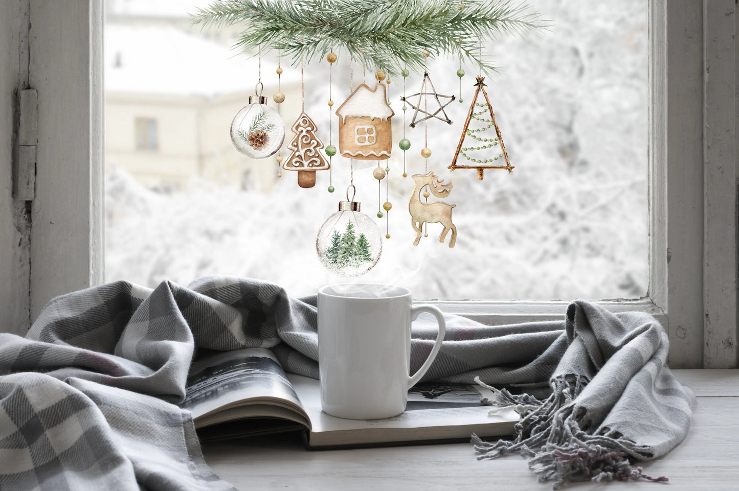 Cosy Winter Christmas Window Sticker – Scandinavian Ornament Design Creative Windows