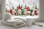 Christmas Winter Village Window Sticker, Double Sided Reusable Decal Creative Windows