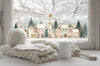 Christmas Window Sticker, Winter Town Scene, Double-Sided Reusable Decal Creative Windows