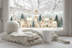 Christmas Window Sticker, Winter Town Scene, Double-Sided Reusable Decal Creative Windows