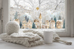 Double-Sided Christmas Window Sticker, Winter Village Reusable Decal Creative Windows