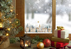 Double-Sided Christmas Window Sticker, Winter Village Reusable Decal Creative Windows