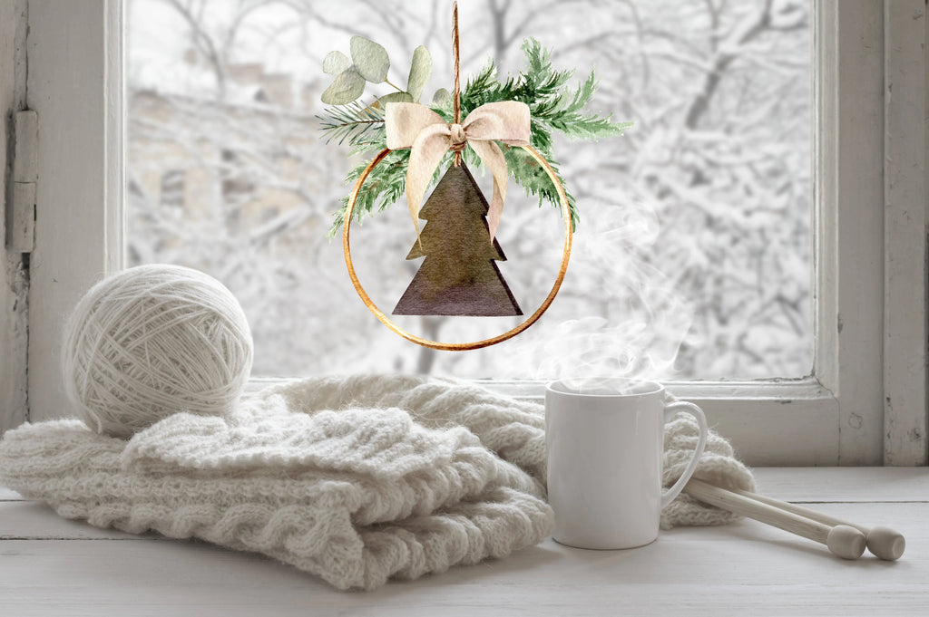 Rustic Double-Sided Christmas Wreath Window Sticker Creative Windows