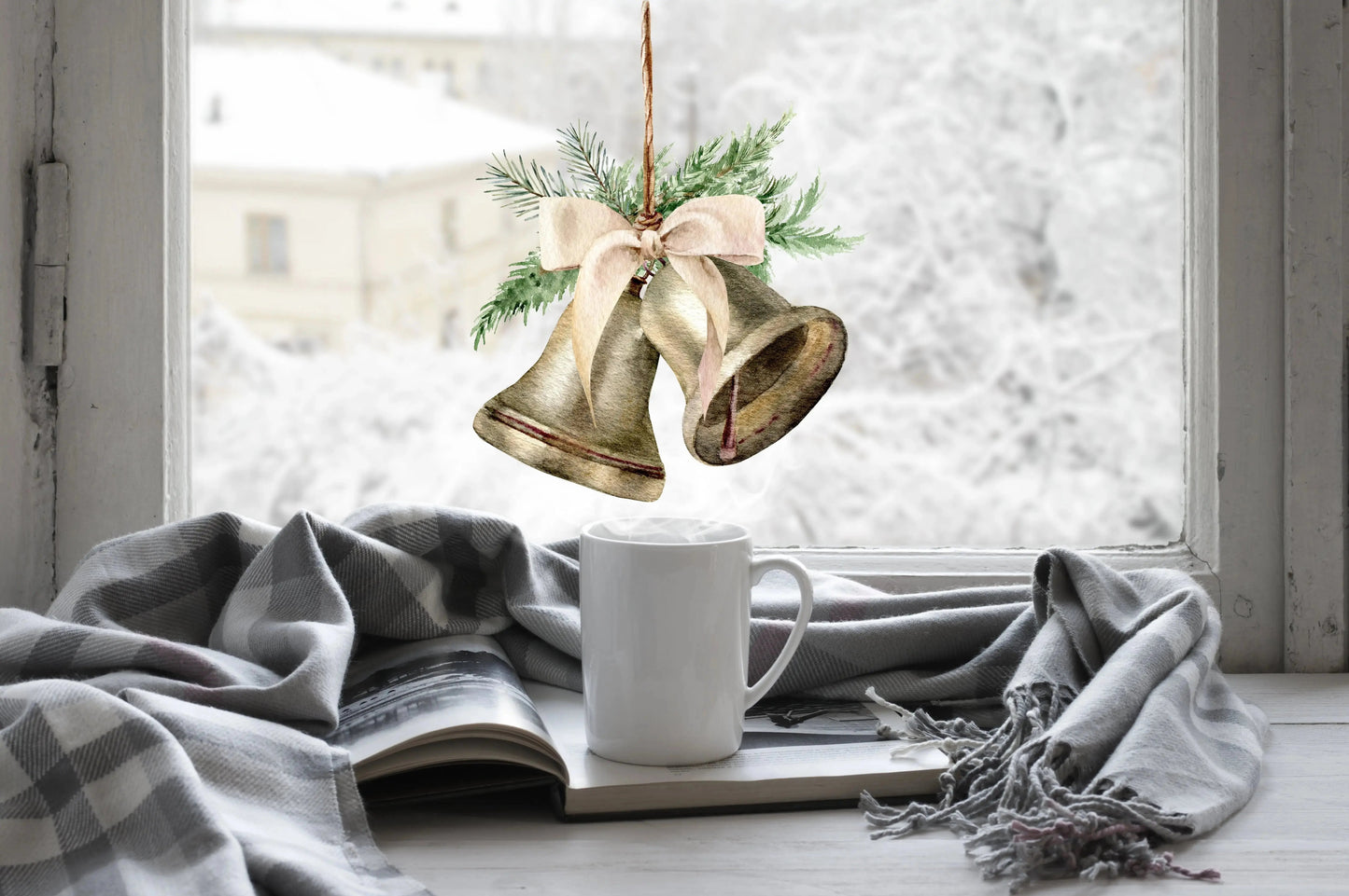 Double-Sided Christmas Bell Window Sticker: Festive Christmas Decor Creative Windows