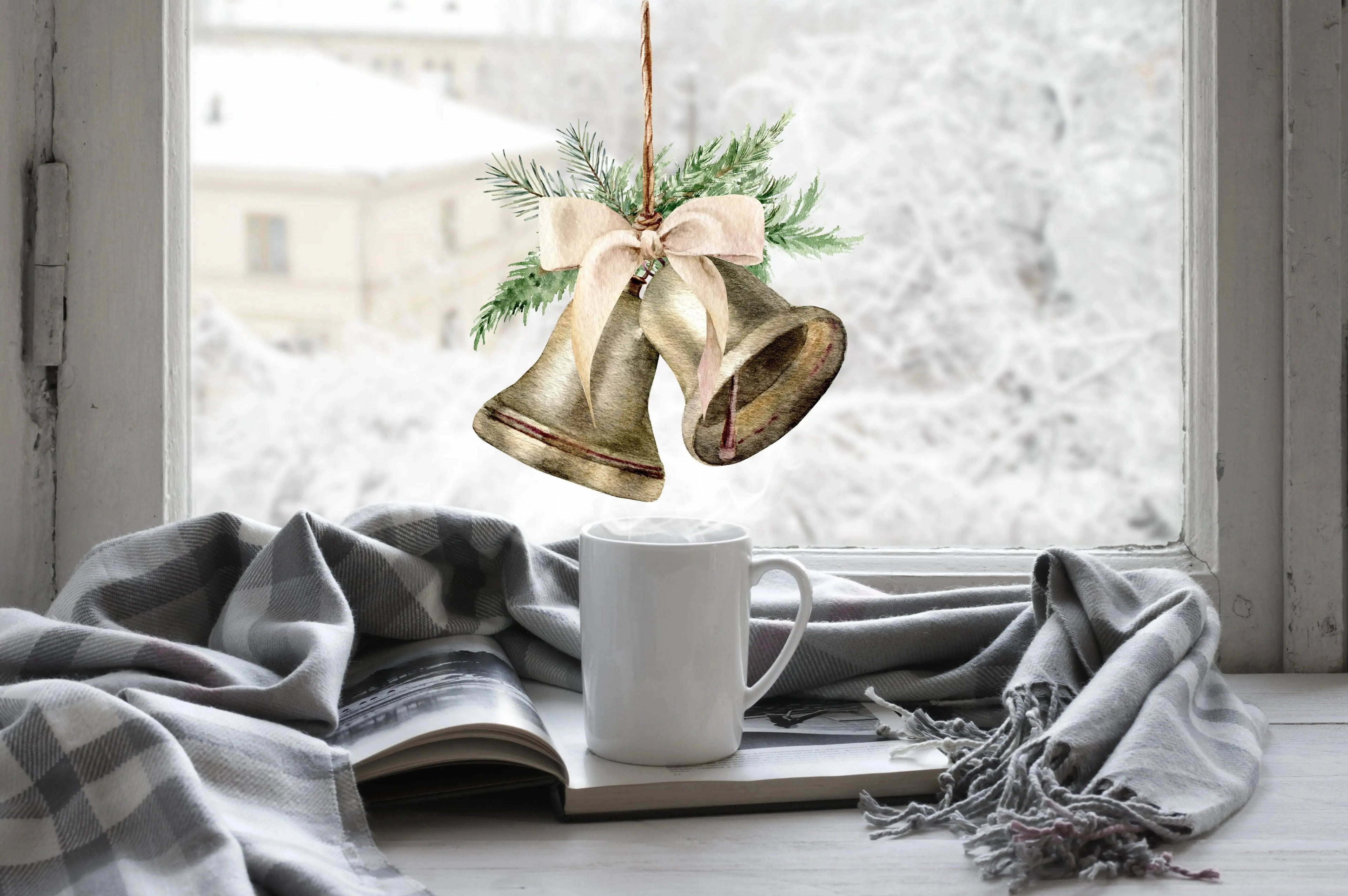 Double-Sided Christmas Bell Window Sticker: Festive Christmas Decor Creative Windows