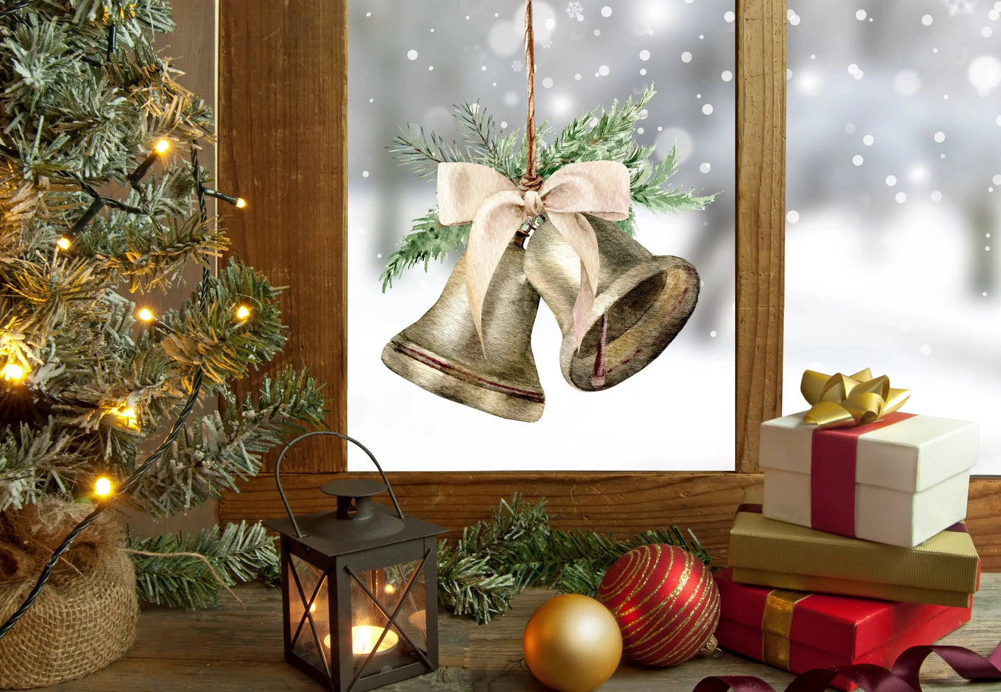 Double-Sided Christmas Bell Window Sticker: Festive Christmas Decor Creative Windows