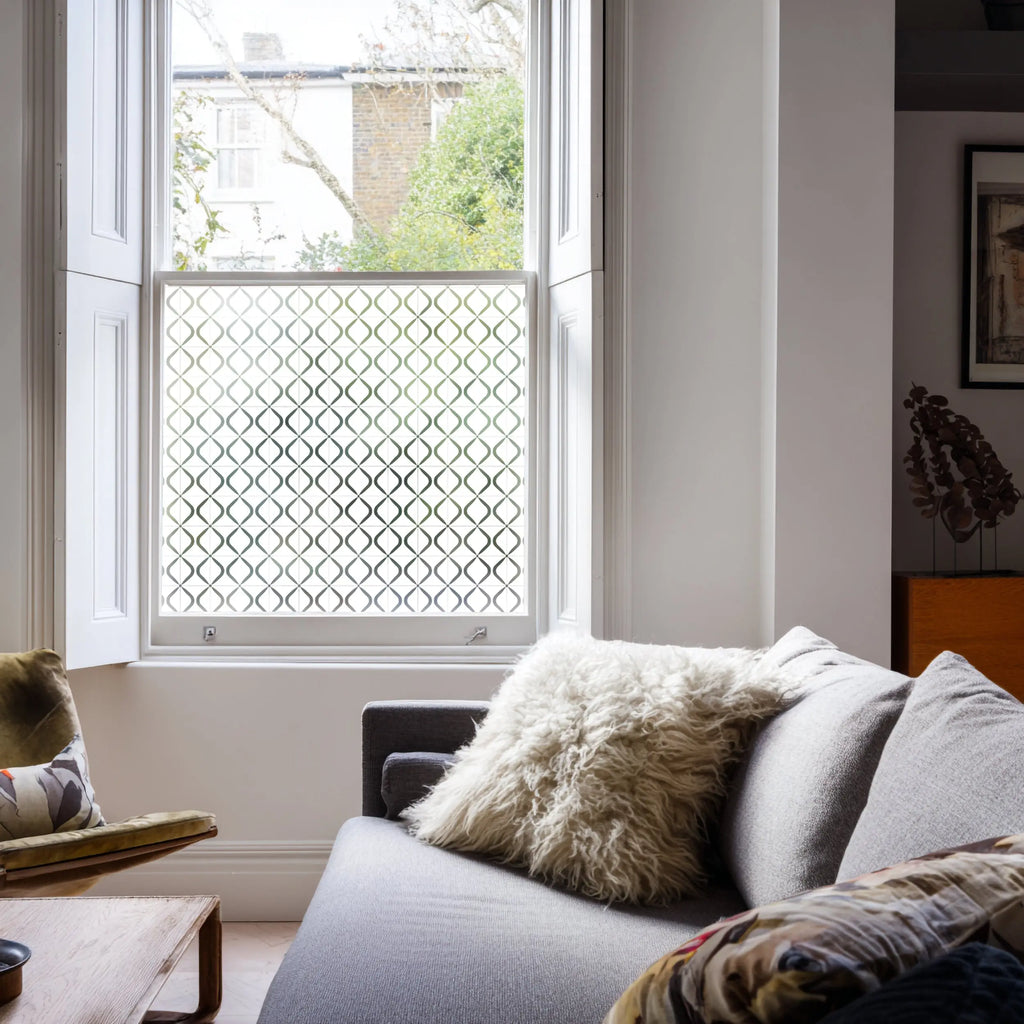 Privacy Window Film – Geometric Wave Pattern Frosted Glass Film