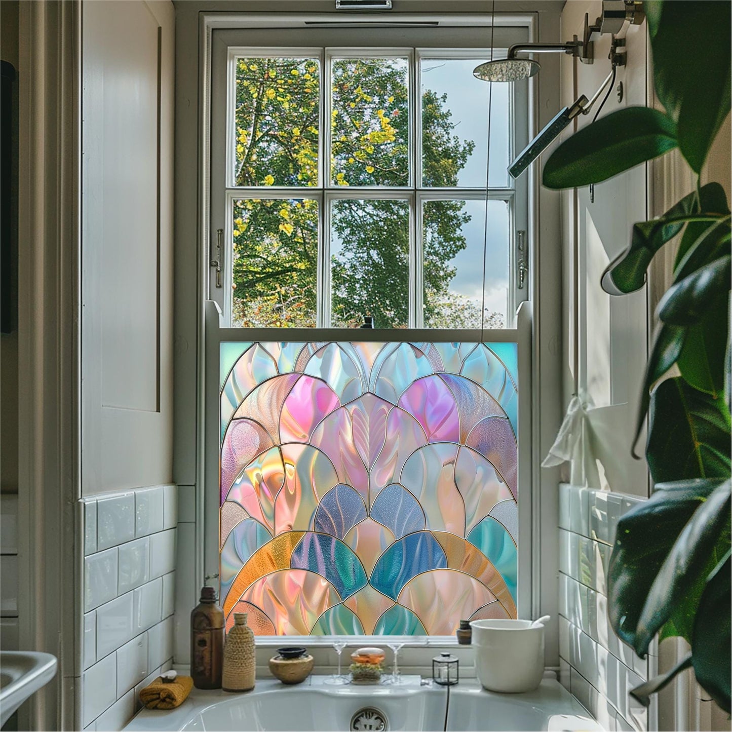 Rainbow Coloured Window Film, Privacy Window Film, Art Deco Window Film, Decorative Window Film, Stained Glass Window Film, Window Film Creative Windows