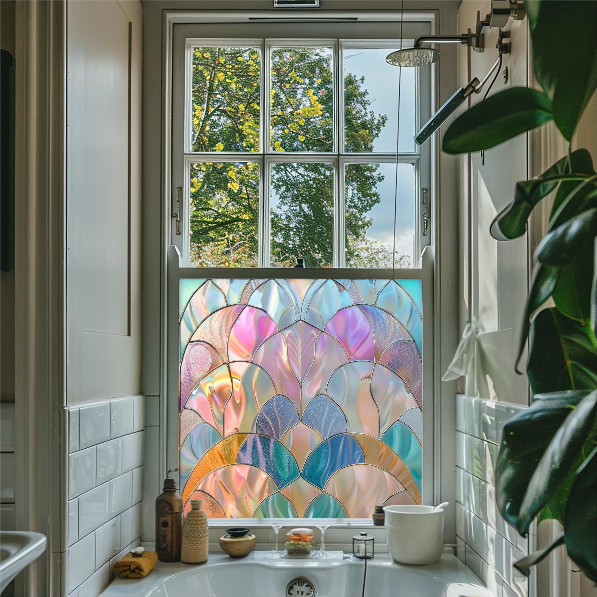 Rainbow Coloured Window Film, Privacy Window Film, Art Deco Window Film, Decorative Window Film, Stained Glass Window Film, Window Film Creative Windows