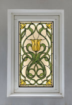 Yellow Tulip Stained Glass Window Film Privacy Decorative Floral Covering