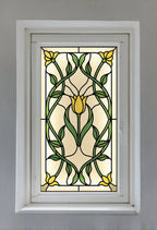 Stained Glass Window Film Privacy – Floral Art Nouveau Front Door Film