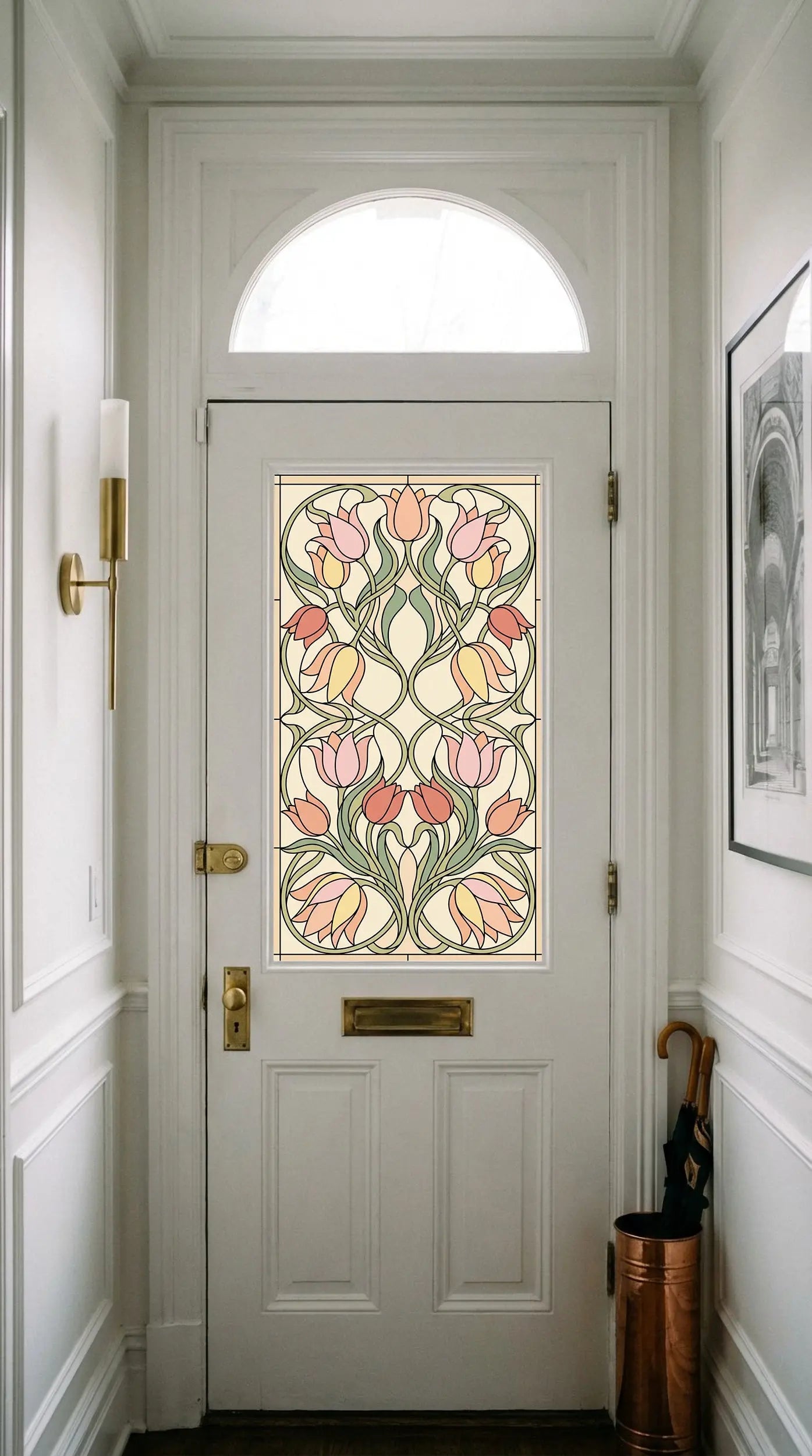 Art Nouveau Tulip Stained Glass Window Film