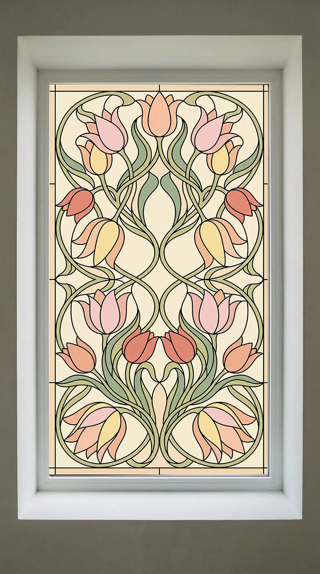 Art Nouveau Tulip Stained Glass Window Film