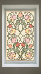 Art Nouveau Tulip Stained Glass Window Film