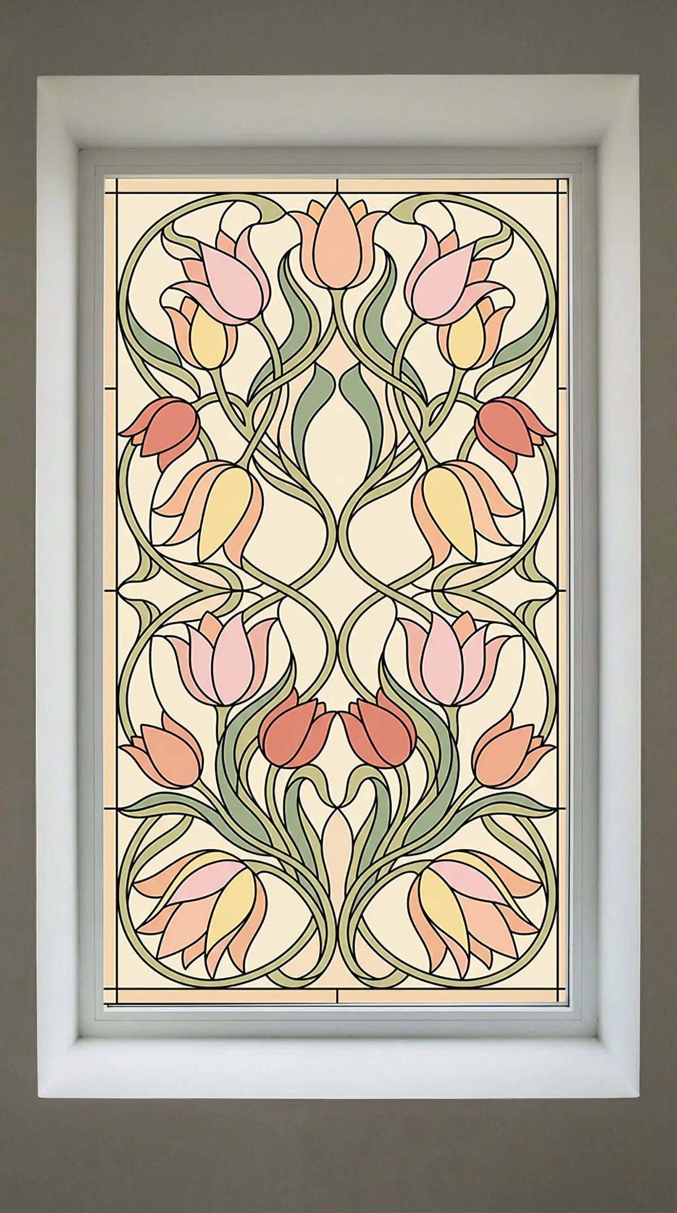 Art Nouveau Tulip Stained Glass Window Film