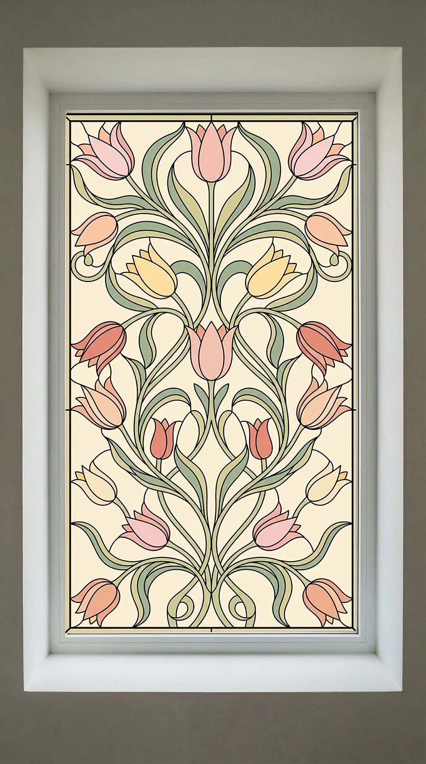 Art Nouveau Floral Stained Glass Window Film