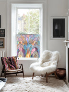 Stained Glass Privacy Window Film, Pastel Fan Design Creative Windows