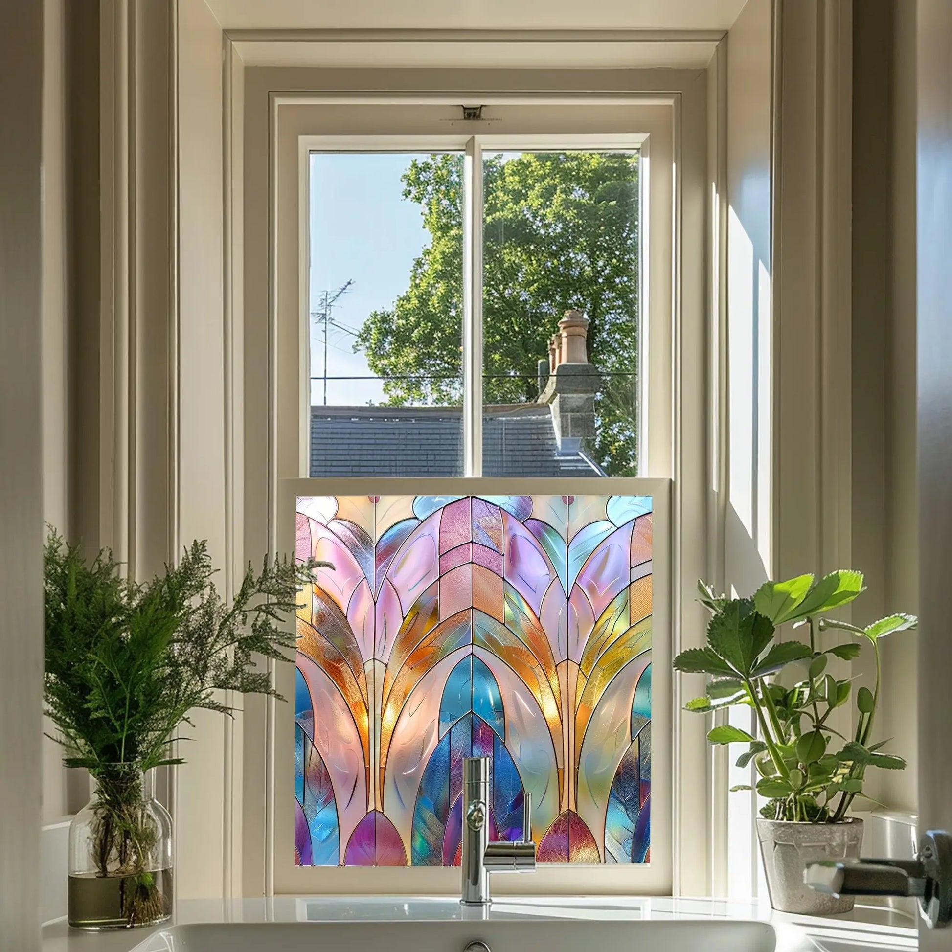 Arce Privacy Stained Glass Window Film - Decorative & Functional ...