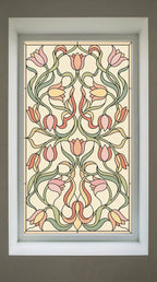 Stained Glass Window Film – Art Nouveau Floral Privacy Window Film