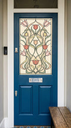 Stained Glass Window Film for Doors – Floral Art Nouveau Privacy Film