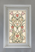 Stained Glass Window Film for Doors – Floral Art Nouveau Privacy Film