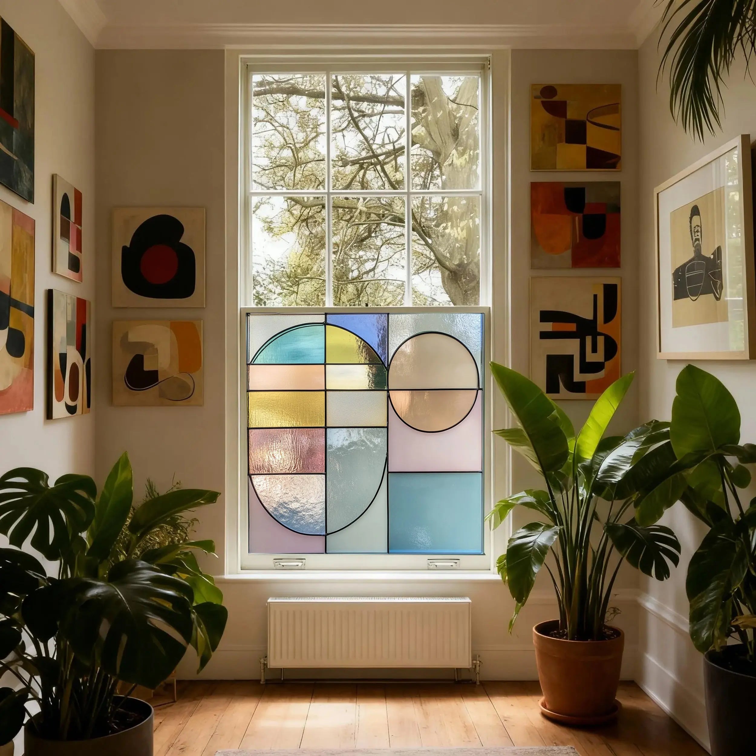 Abstract Pastel Geometry Privacy Window Film