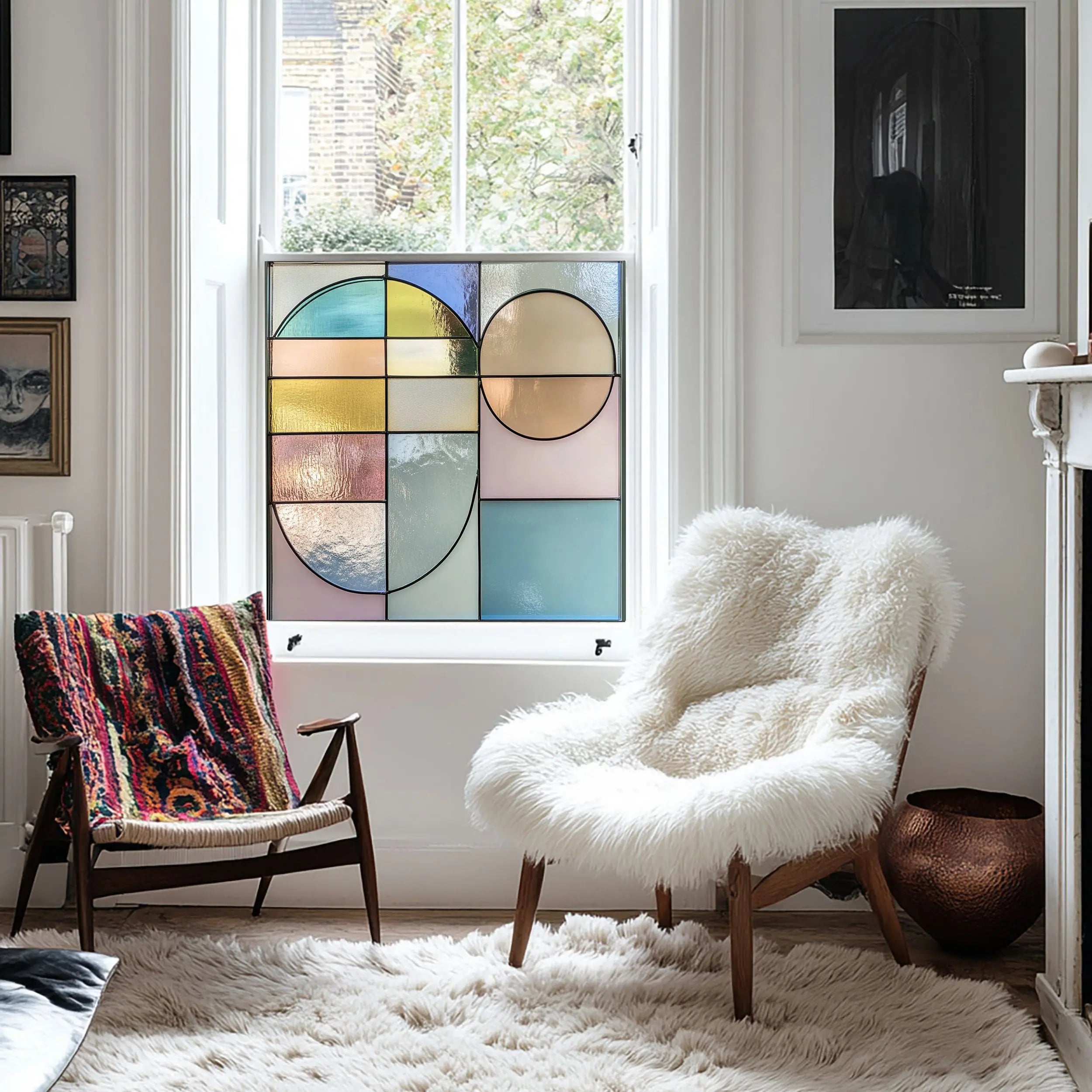 Abstract Pastel Geometry Privacy Window Film