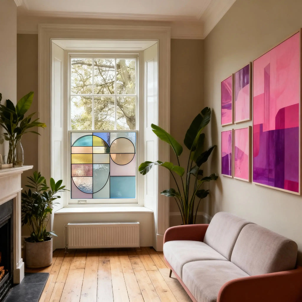 Abstract Pastel Geometry Privacy Window Film