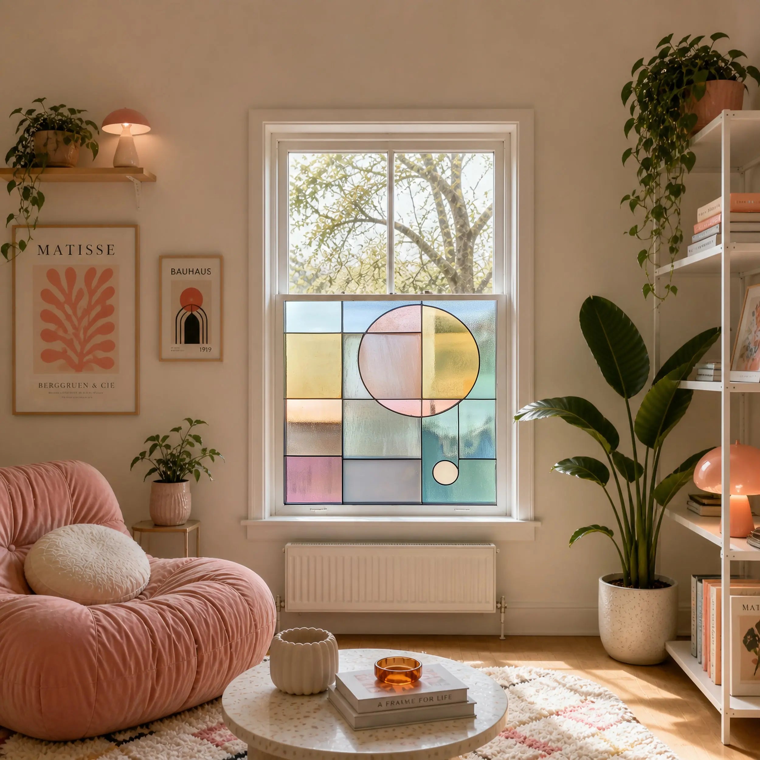 Pastel Geometric Privacy Window Film