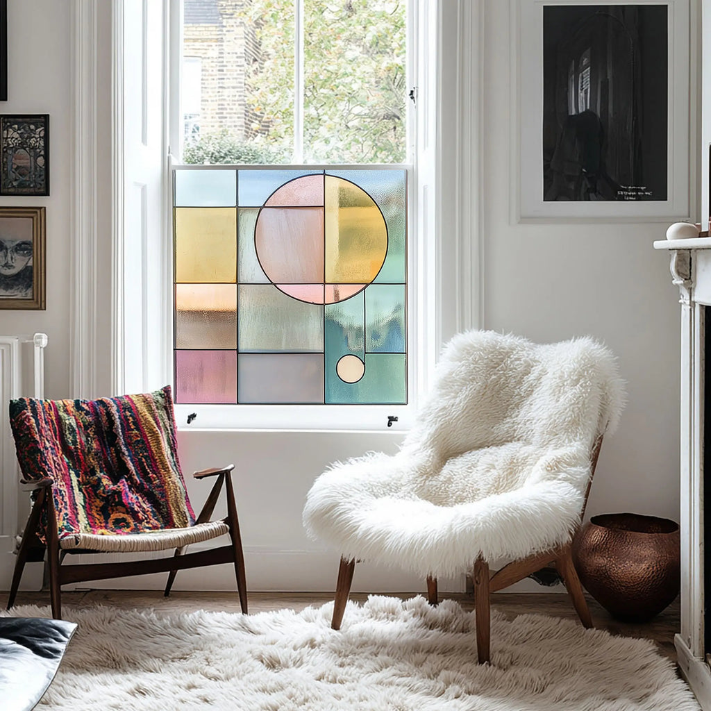 Pastel Geometric Privacy Window Film