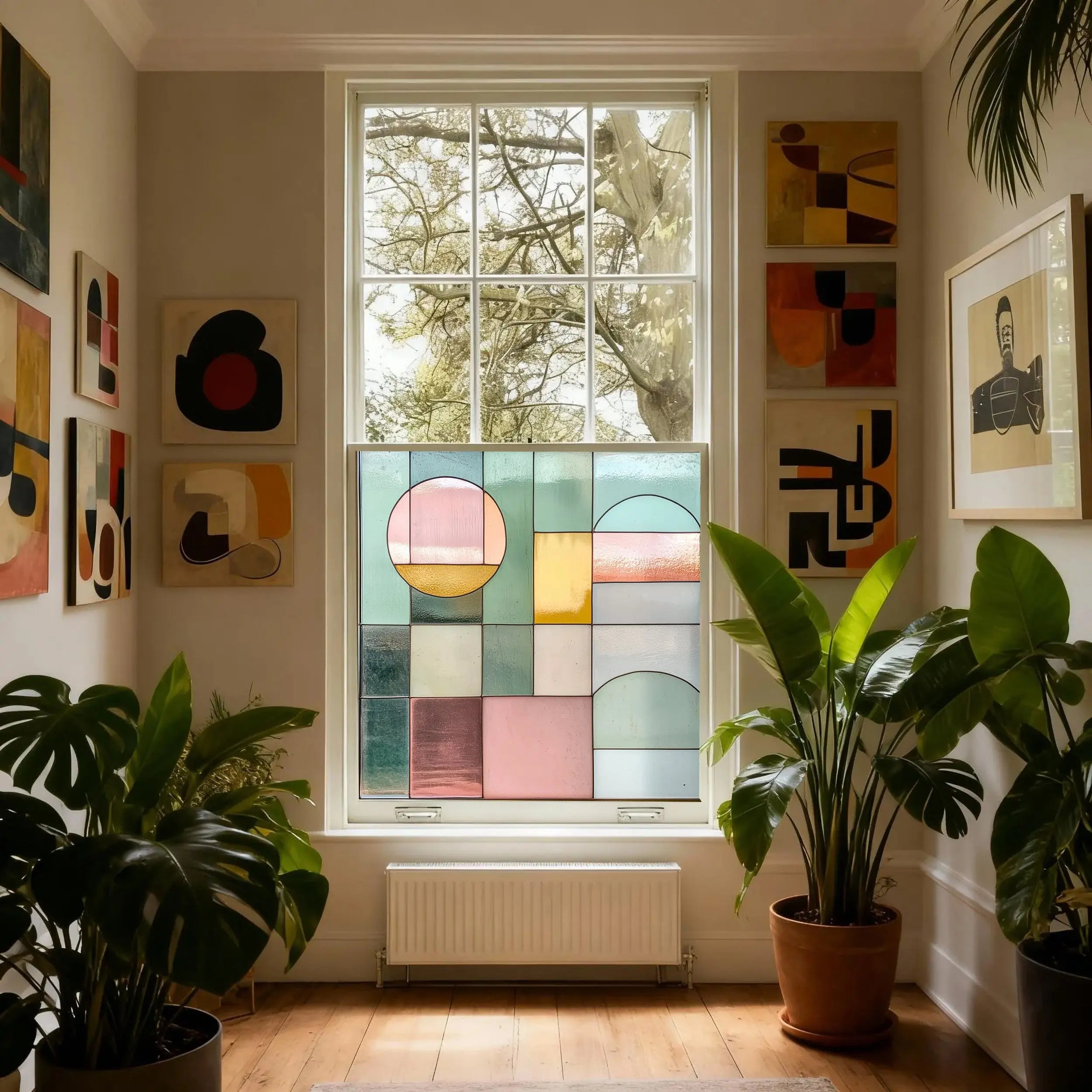 Abstract Pastel Privacy Window Film