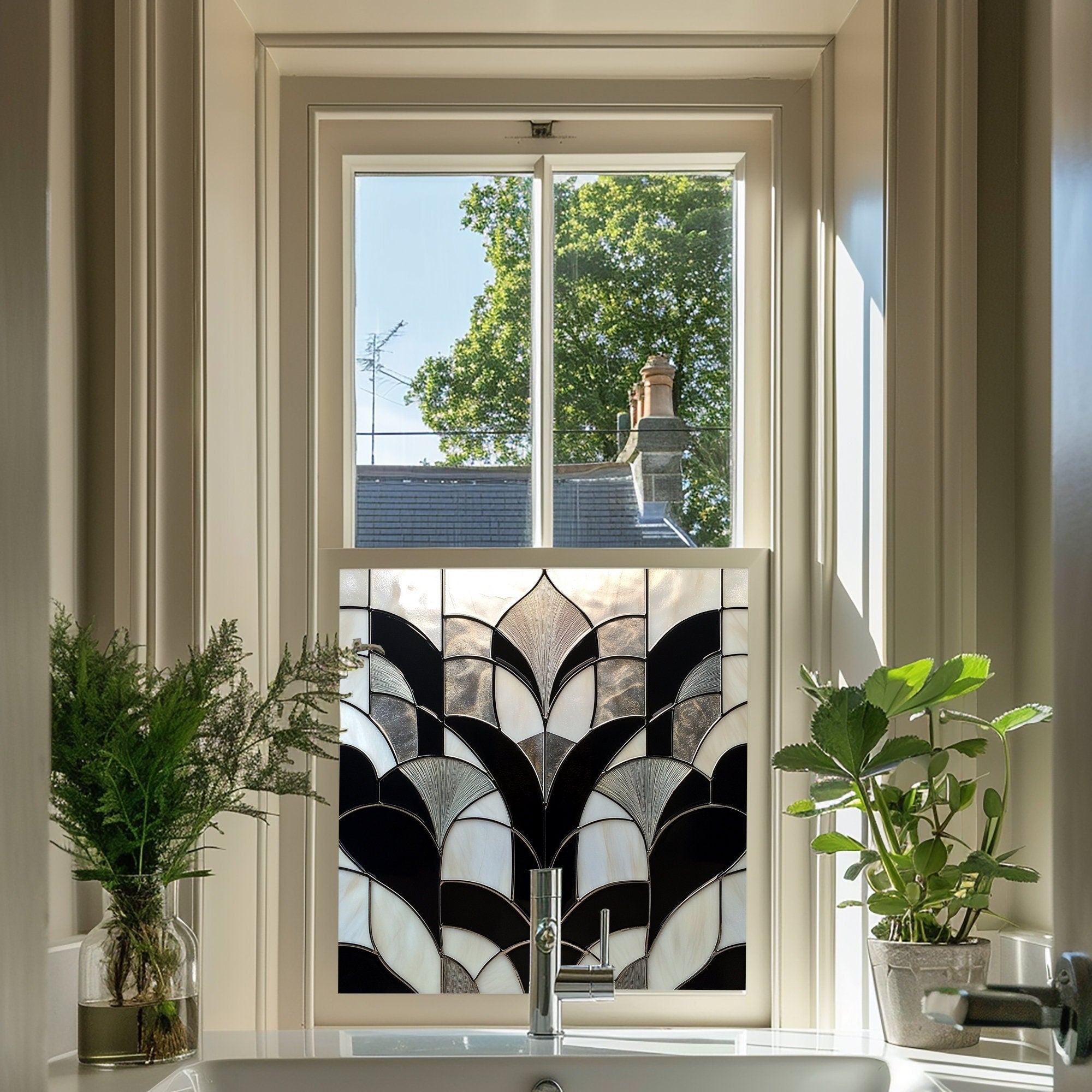 Art Deco Window Film, Privacy Window Film, Decorative Window Film, Kitchen Window Film, Bathroom Window Film, Stained Glass Window Film Creative Windows
