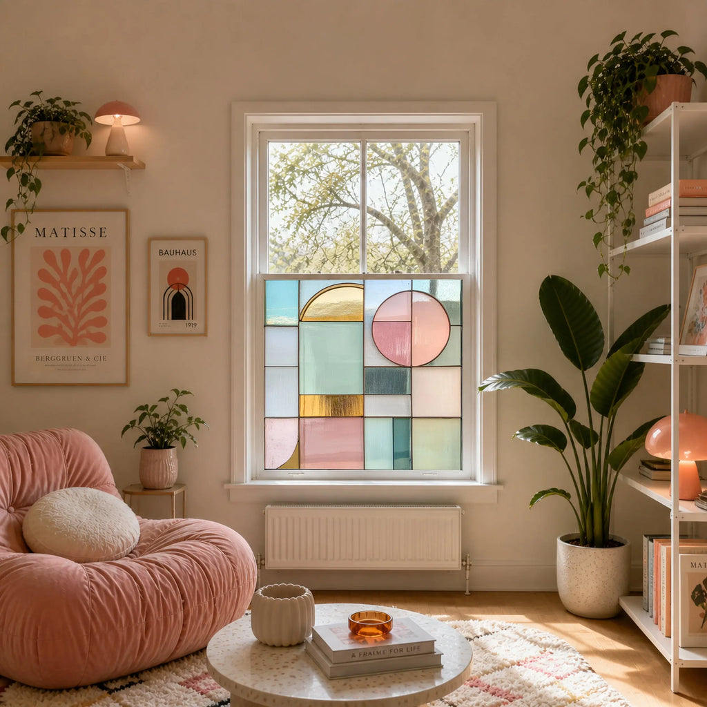 Pastel Geometric Privacy Window Film