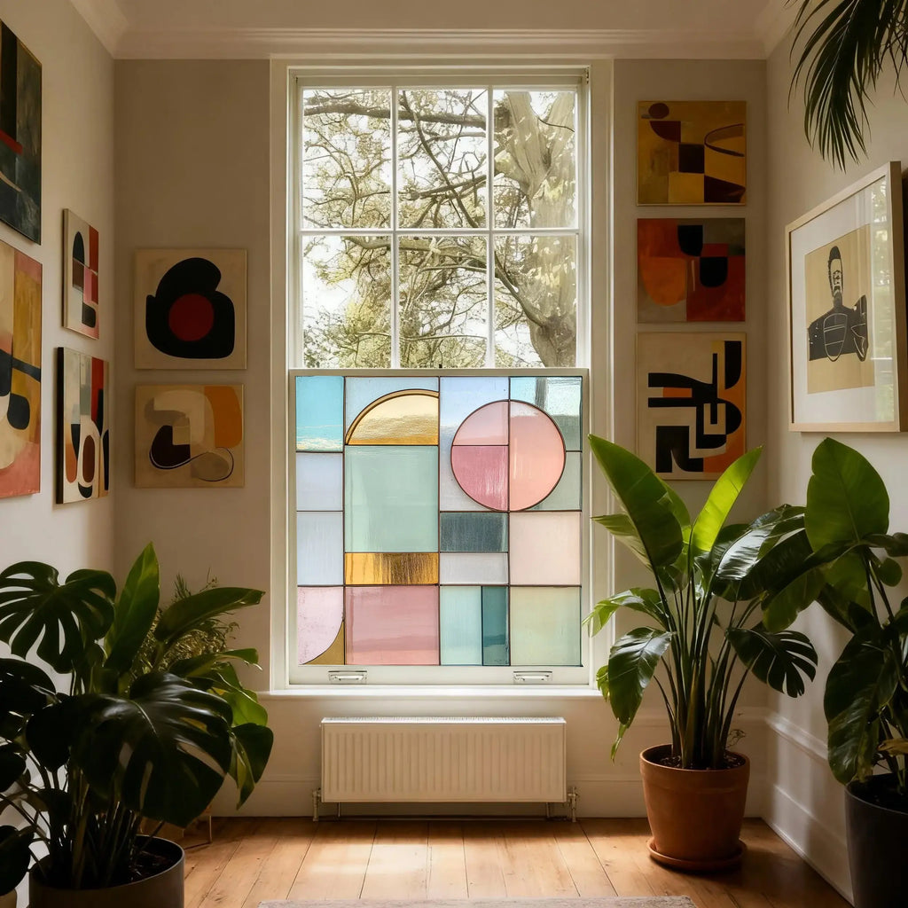 Pastel Geometric Privacy Window Film