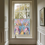 Stained Glass Privacy Window Film, Pastel Fan Design Creative Windows