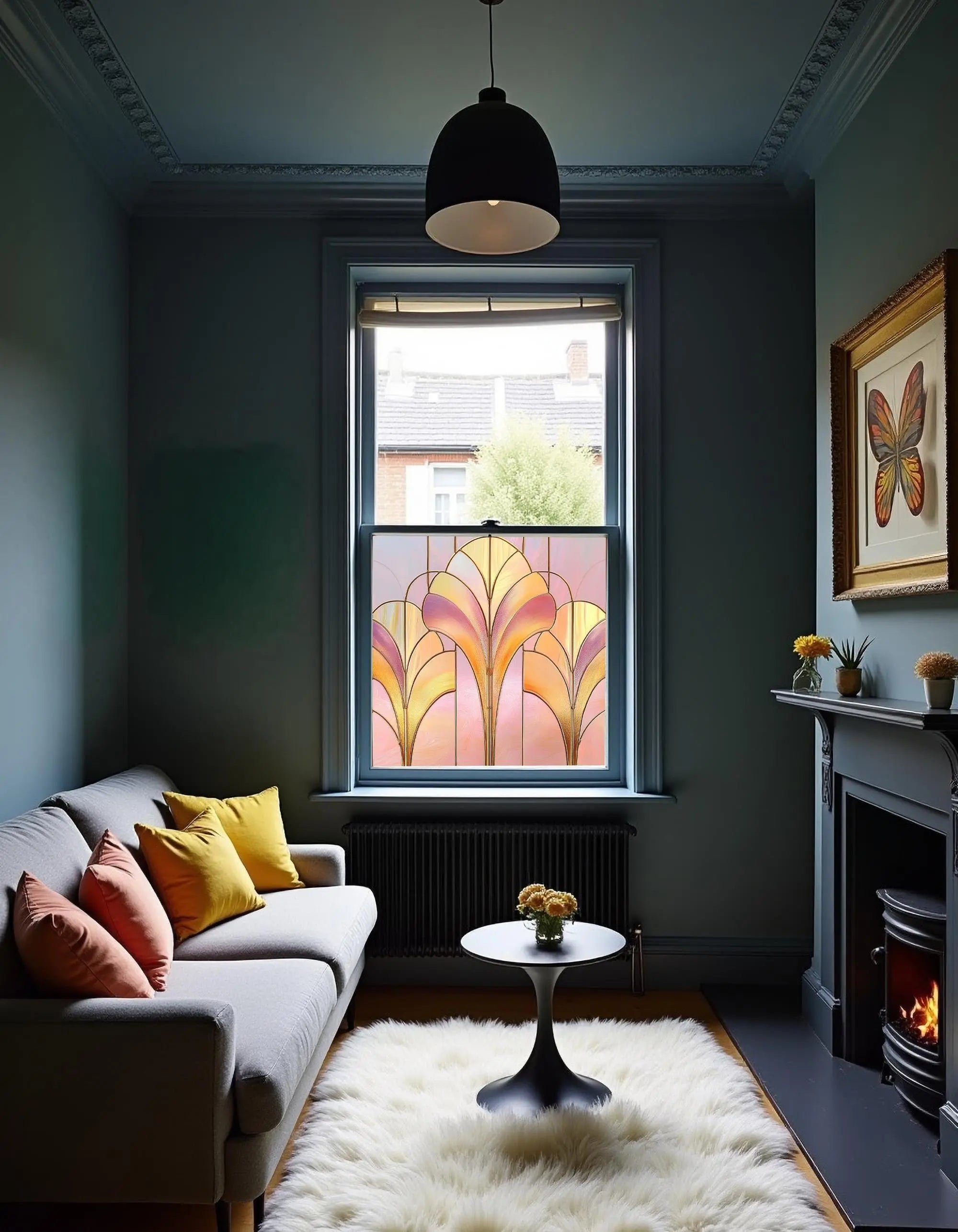 Lemie Privacy Pink Stained Glass Window Film Creative Windows