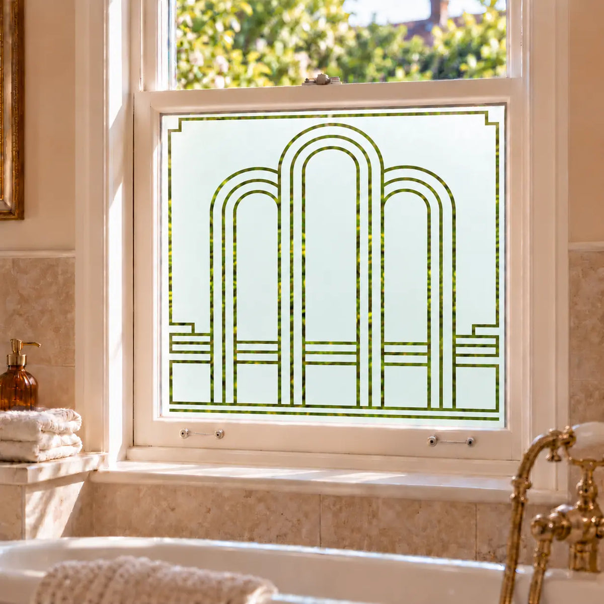 Privacy Window Film Art Deco Arched Frosted Glass Design