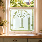 Art Deco Privacy Window Film, Geometric Frosted Glass Design