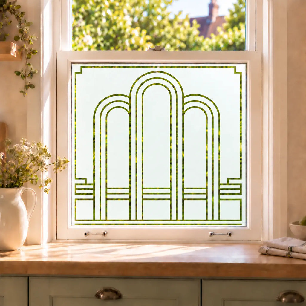 Privacy Window Film Art Deco Arched Frosted Glass Design