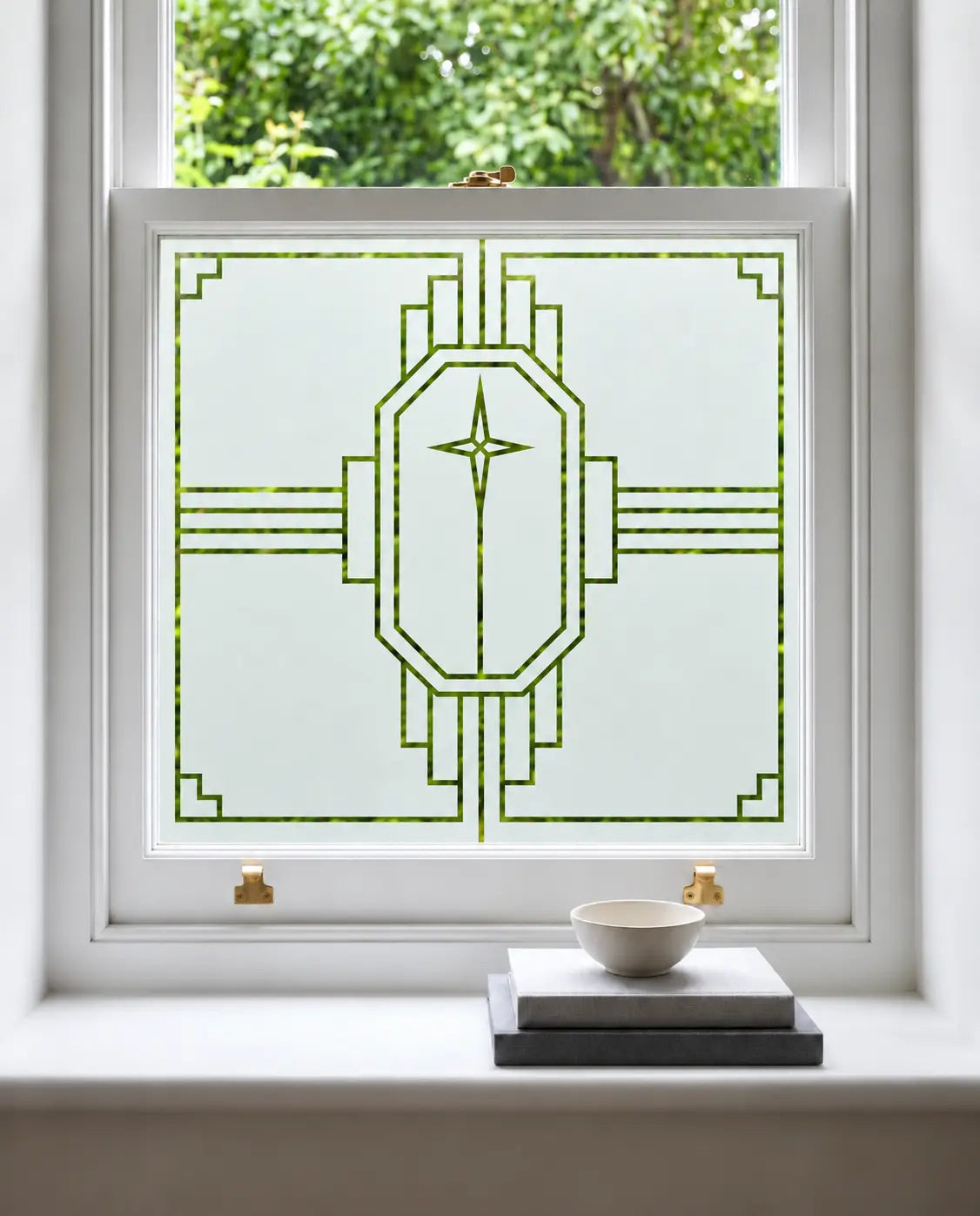 Art Deco Geometric Frosted Privacy Window Film