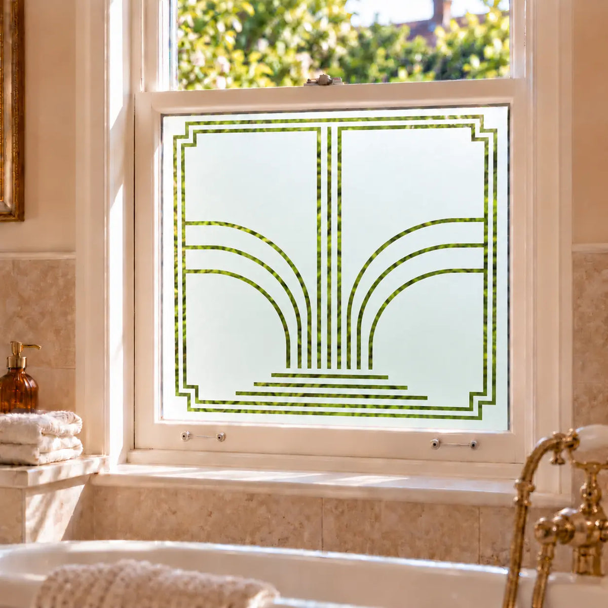 Art Deco Fountain Frosted Privacy Window Film