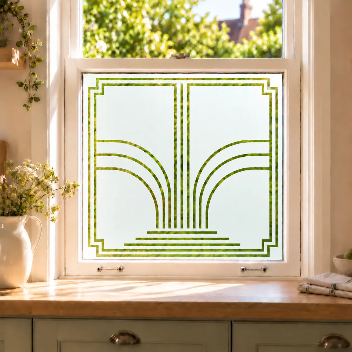 Art Deco Fountain Frosted Privacy Window Film