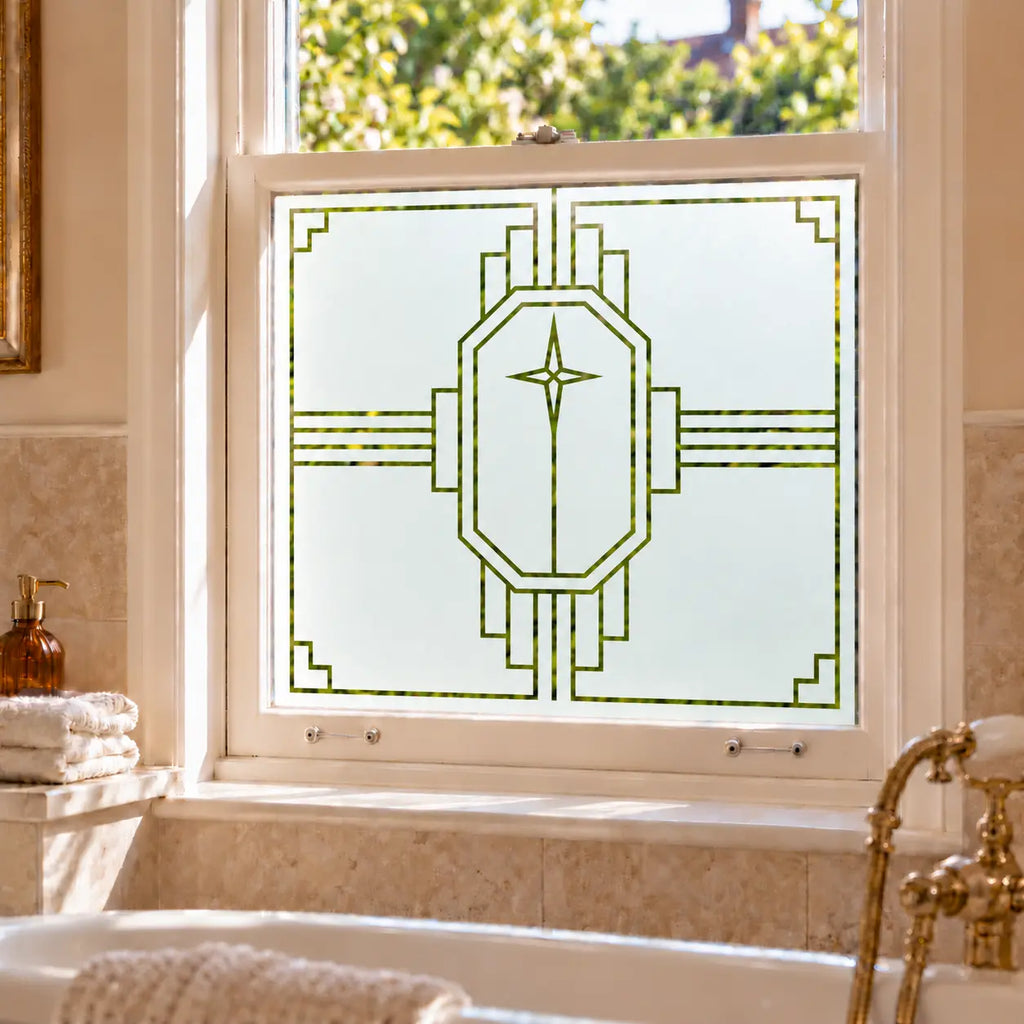 Art Deco Geometric Frosted Privacy Window Film
