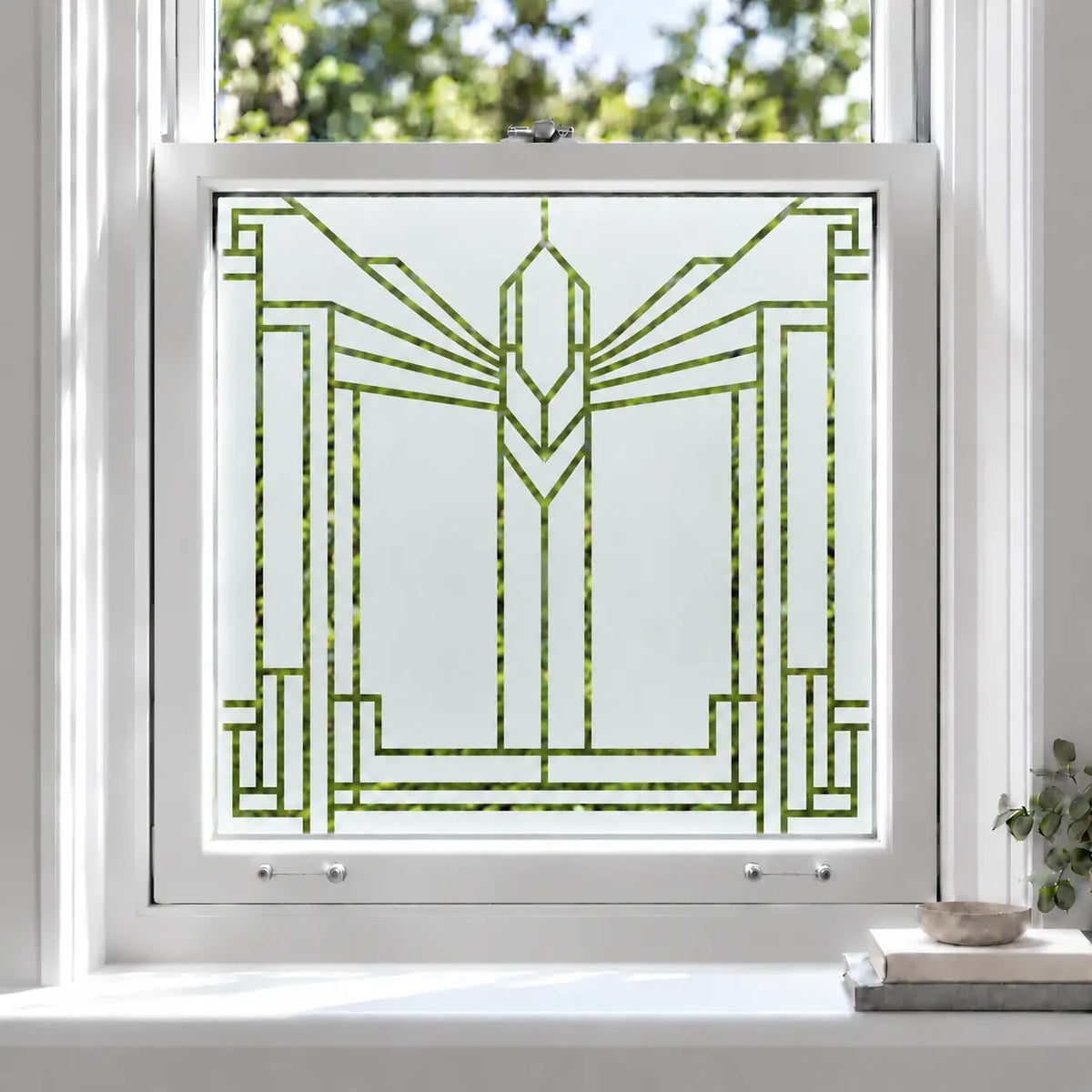 Art Deco Geometric Frosted Privacy Window Film