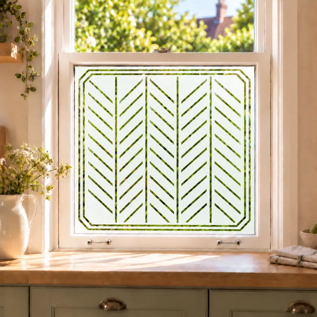 Privacy Window Film Art Deco Chevron Frosted Glass Design