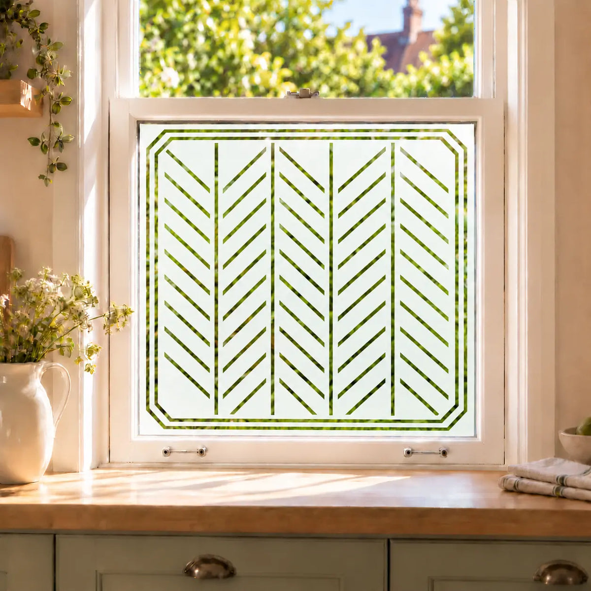 Privacy Window Film Art Deco Chevron Frosted Glass Design